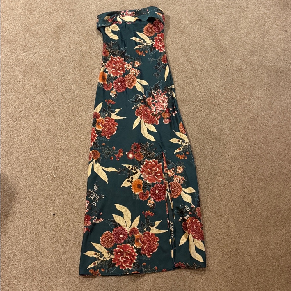Altar'd State Dark Green Dress with Floral Design